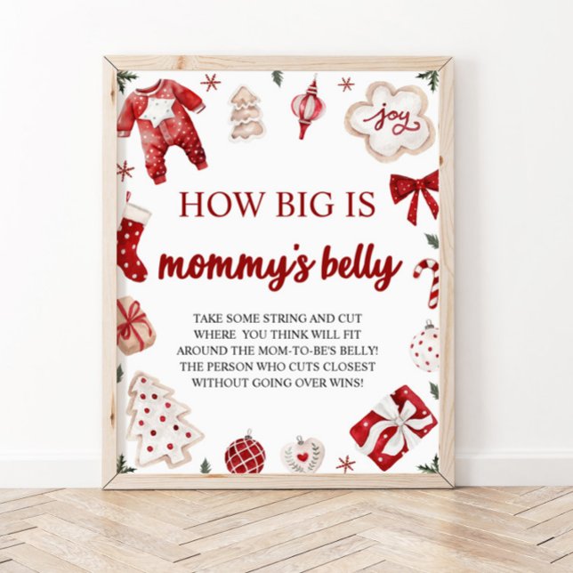 Christmas How Big is Her Belly Baby Shower Game Poster (Creator Uploaded)
