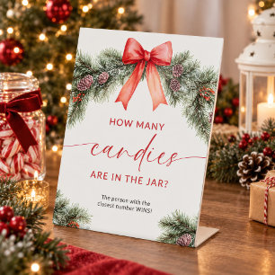 Christmas How Many Candies Are In The Jar  Pedestal Sign