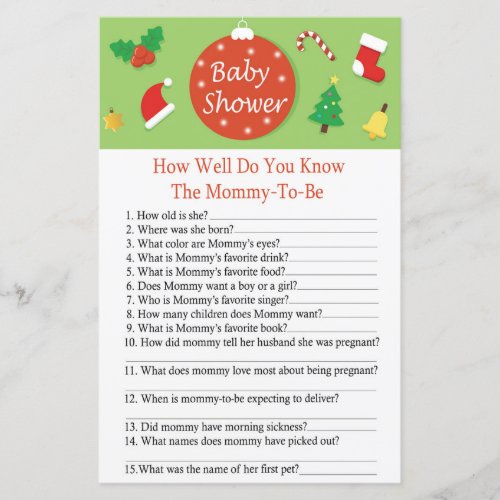 Christmas how well do you know baby shower