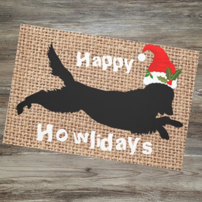 Christmas howlidays Funny golden retriever burlap Doormat (Creator Uploaded)