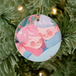 Christmas Hug Ceramic Ornament