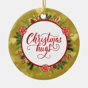 Christmas Hugs Personalized To From Year Ceramic Ornament