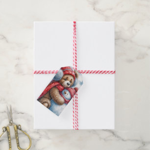 Christmas Hugs Teddy Bear and Snowman Gift Tags