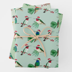 Christmas Hummingbirds Wrapping Paper Sheets