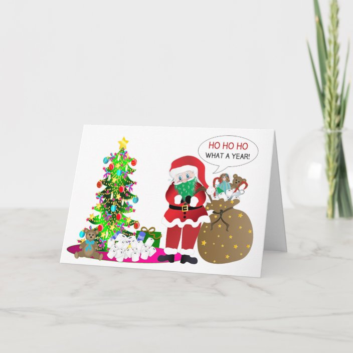 Christmas, Humor Covid-19, Santa in Mask, Rolls Card | Zazzle.com