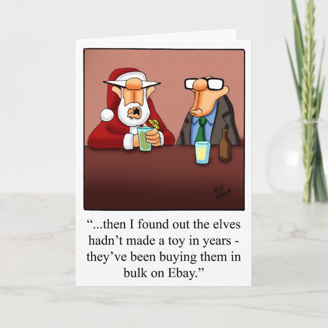 Christmas Humor "Elves & Ebay" Greeting Card (Front)
