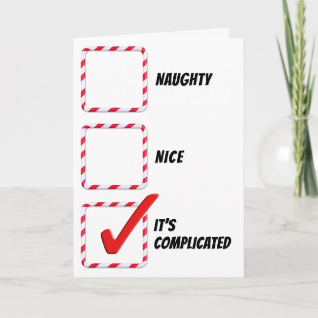Christmas Humor Naughty Or Nice Check Boxes  Card (Front)