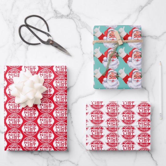 Christmas Humor | Santa's Official Nice List Funny Wrapping Paper Sheets (Front)