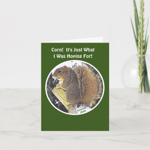 Christmas humorSquirrel On Log With Corn Cob Holiday Card