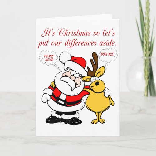 Christmas Humor Stop Fighting  Reconcile Funny Holiday Card