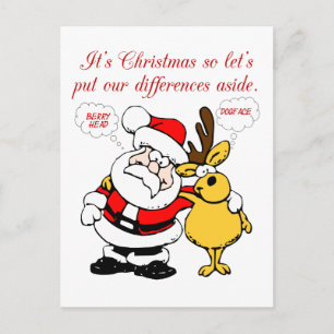 Christmas Humor: Stop Fighting & Reconcile Funny Postcard