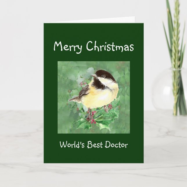 Christmas Humor World's Best Doctor Bird Holiday Card (Front)