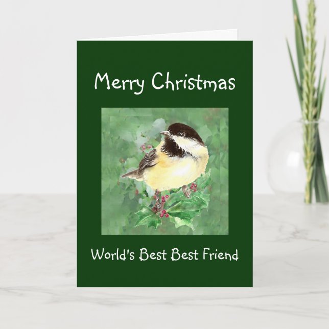 Christmas Humor World's Best Friend Bird Holiday Card (Front)
