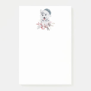 Christmas Husky Dog in a Santa Hat Post-it Notes