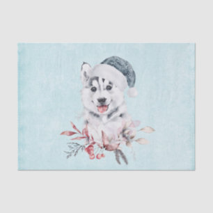 Christmas Husky Dog in a Santa Hat Tissue Paper