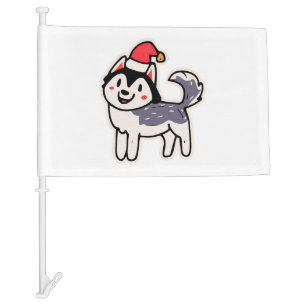 Christmas Husky Dog Lover Malamute Car Flag