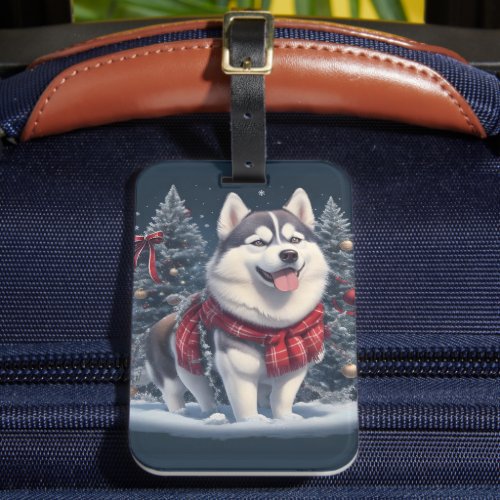 Christmas Husky Dog Magic Xmas Holiday Spirit Luggage Tag