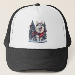 Christmas Husky Dog Magic Xmas Holiday Spirit Trucker Hat