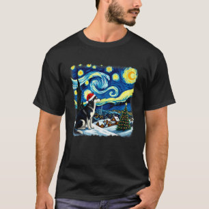 Christmas Husky Dog Starry Night for Men Women Ki T-Shirt