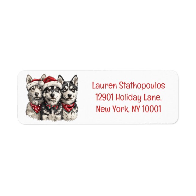 Christmas Husky Dogs Label (Front)
