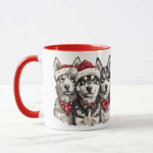 Christmas Husky Dogs Mug