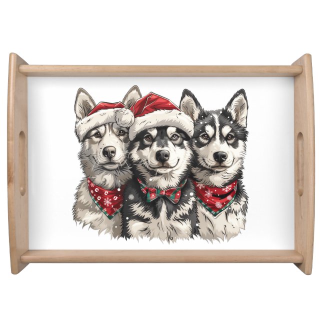 Christmas Husky Dogs Serving Tray (Front)