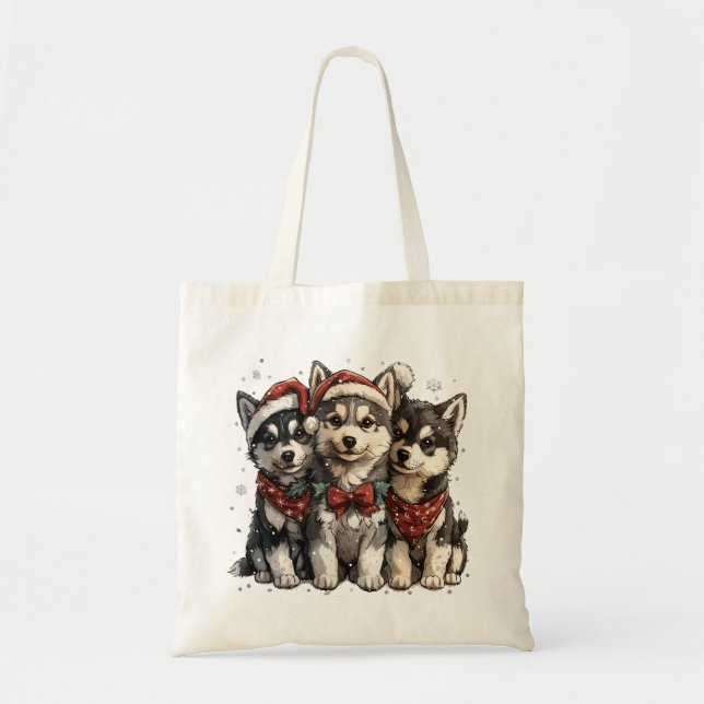 Christmas Husky Dogs Tote Bag (Front)