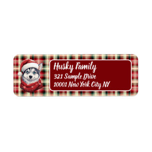 Christmas Husky Family Label
