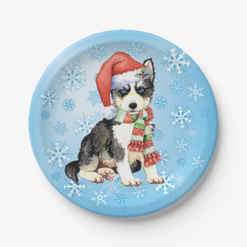 Christmas Husky Paper Plates