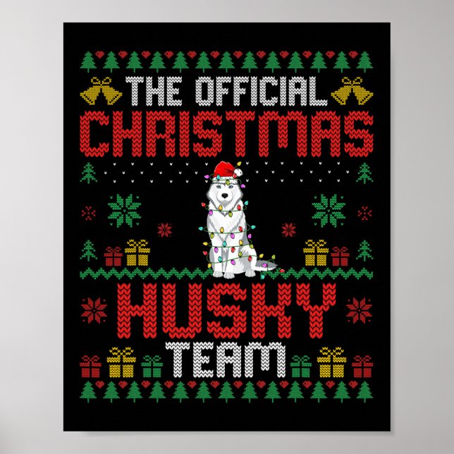 Christmas Husky Team - Husky Wearing Santa Hat Xma Poster (Front)