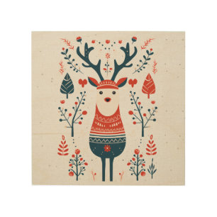 Christmas Hygge Deer Design  Wood Wall Art
