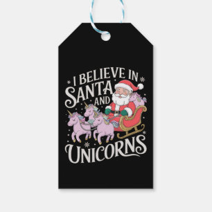 Christmas I Believe In Santa And Unicorns Xmas Gift Tags