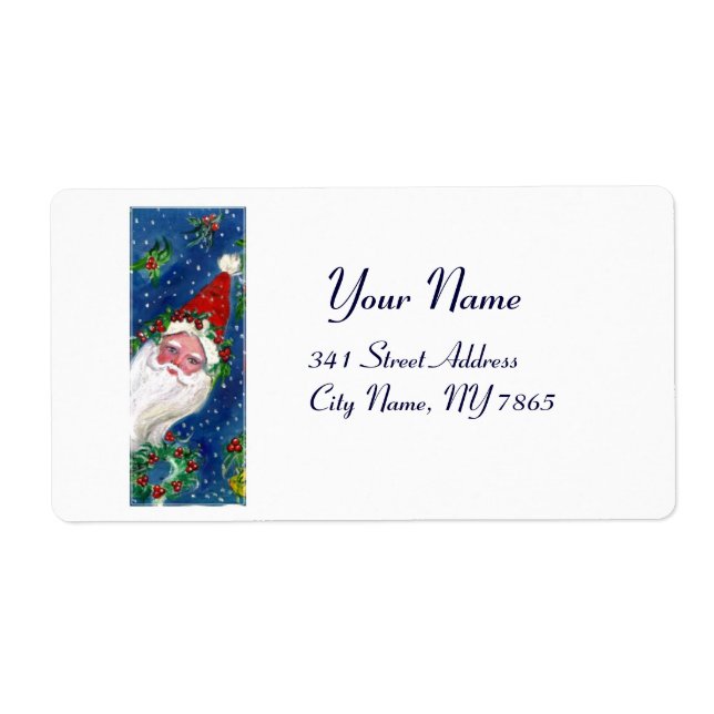 CHRISTMAS I LETTER / SANTA CLAUS WITH RED RIBBON LABEL (Front)