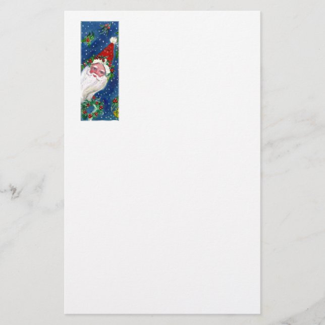 CHRISTMAS I LETTER / SANTA CLAUS WITH RED RIBBON STATIONERY (Front)