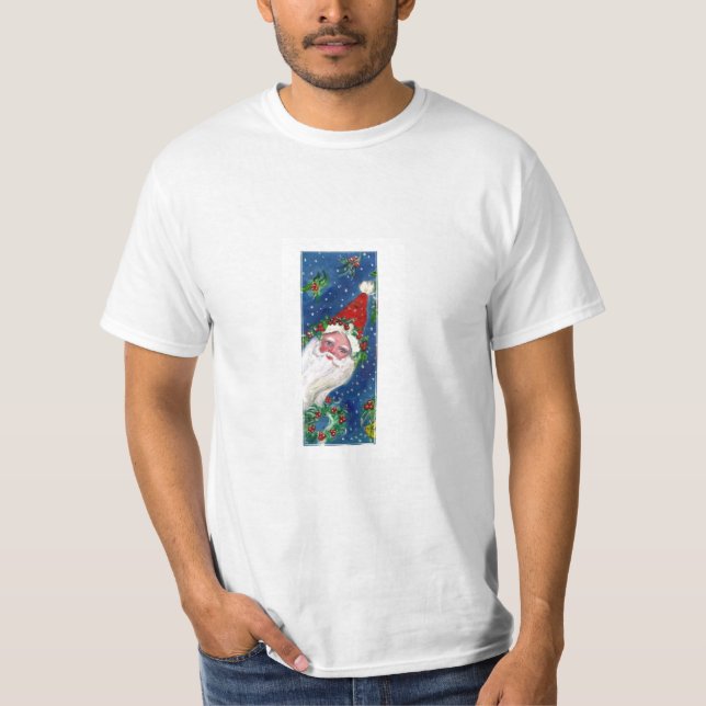 CHRISTMAS I LETTER / SANTA CLAUS WITH RED RIBBON T-Shirt (Front)