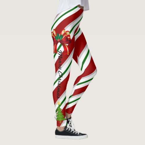 Christmas I Like Candy Leggings Red Green Pants
