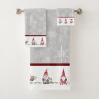 Christmas I Love Gnomes Scandinavian Red Gray