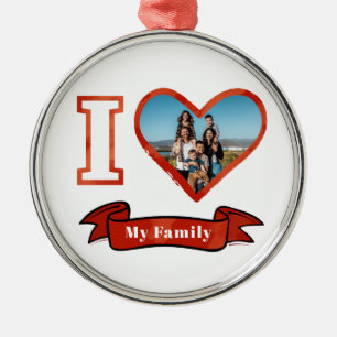 Christmas I Love My Family Holidays Photo Keepsake Metal Ornament