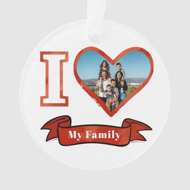 Christmas I Love My Family Personalized Photo Ornament (Front)