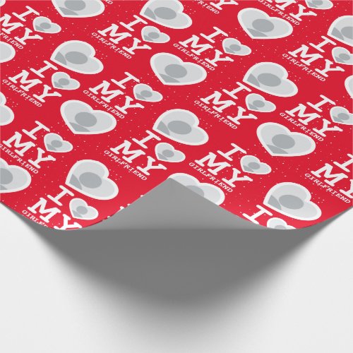Christmas I love my girlfriend photo hearts Wrapping Paper