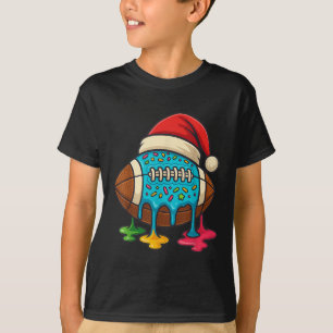 Christmas Ice Cream Drip Boys Football Player Amer T-Shirt