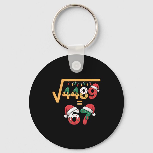 Christmas Ice Cream Drip Meme Slang Square Root 44 Keychain (Front)
