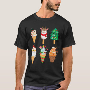 Christmas Ice Cream Santa Friends Christmas Kids T-Shirt