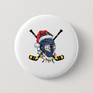 Christmas Ice Hockey Helmet Santa Xmas  Button