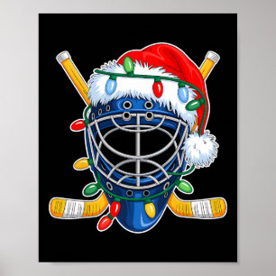 Christmas Ice Hockey Helmet Santa Xmas Men Boys Ki Poster