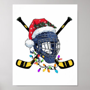 Christmas Ice Hockey Helmet Santa Xmas Poster