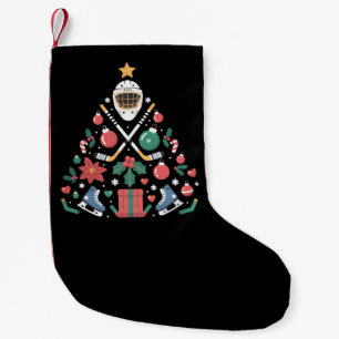 Christmas Ice Hockey Lover Tree Sports Team Small Christmas Stocking