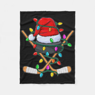 Christmas Ice Hockey Player Santa Hat Xmas Men Boy Fleece Blanket
