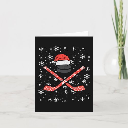 Christmas Ice Hockey Sticks Puck Xmas Sports Men B Card