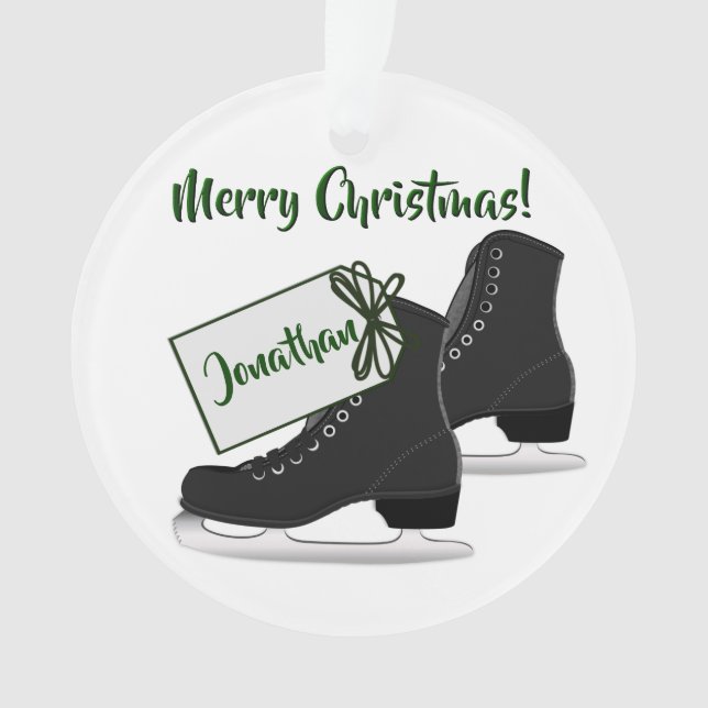 Christmas Ice Skates Round Acrylic Ornament (Front)